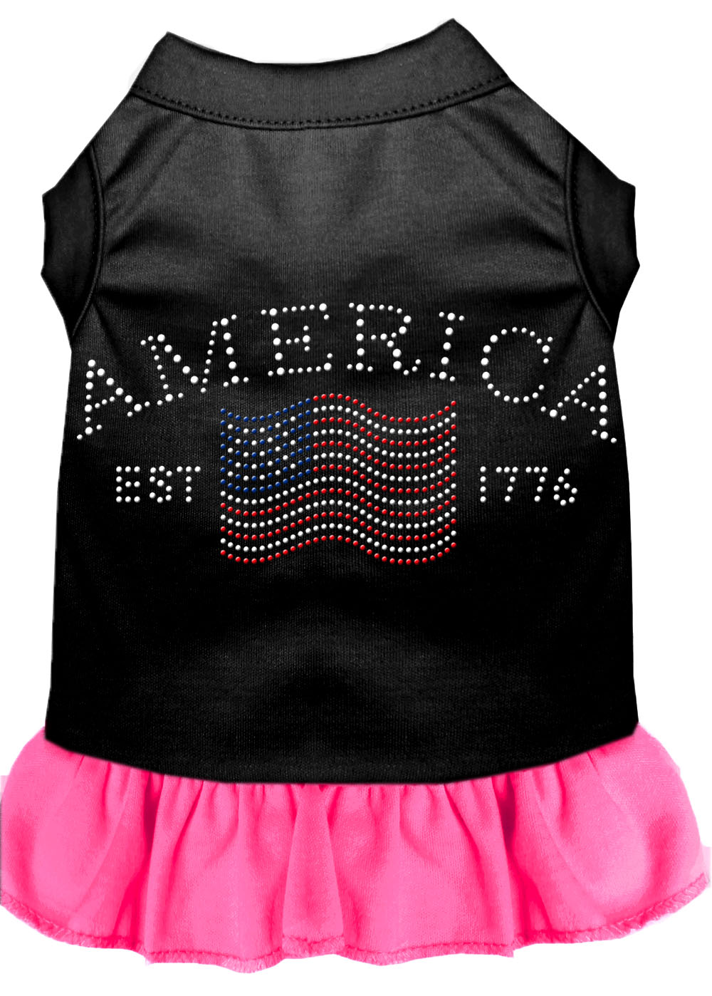 Classic America Rhinestone Dress Black with Bright Pink XXL